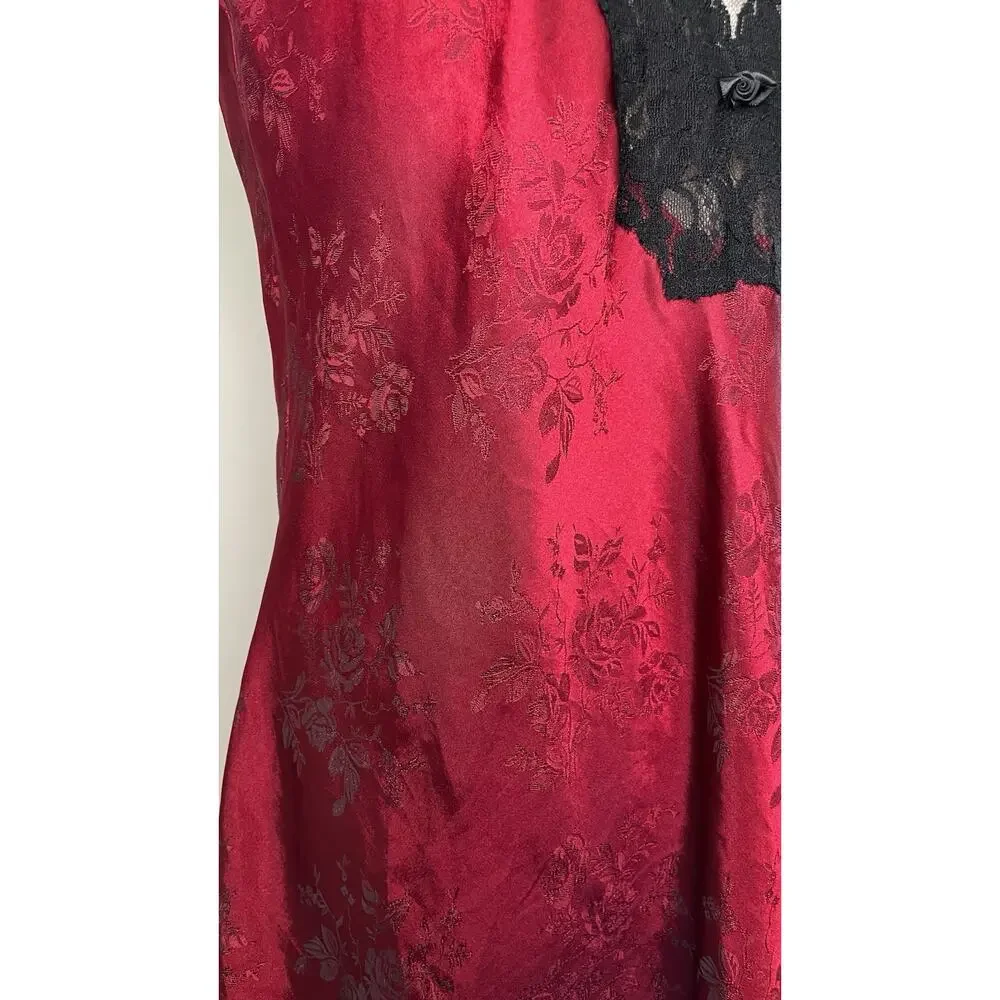 Vintage California Miss Lace Slip Dress Lingerie Nightgown Nightie Gothic Red M